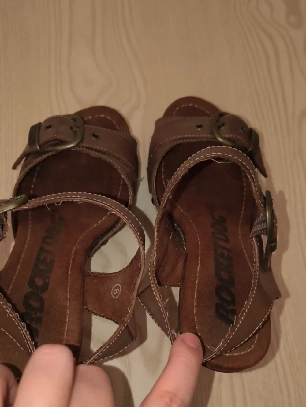 Rocket Dog Vintage Chunky Brown Faux Leather Platform Wedge Sandals Y2K Sz 8 VTG